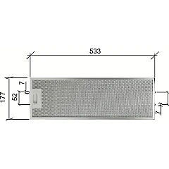 Alapure Metaalfilter geschikt voor Hotpoint-Ariston 481248058305 533x177x10mm Alapure Metaalfilter geschikt voor Hotpoint-Ariston 481248058305 533x177x10mm