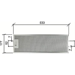 Alapure Metaalfilter geschikt voor Ikea 481248058305 533x177x10mm