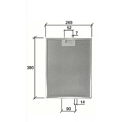 Alapure Metaalfilter geschikt voor Turboair 380x290mm GF03RB Alapure Metaalfilter geschikt voor Turboair 380x290mm GF03RB