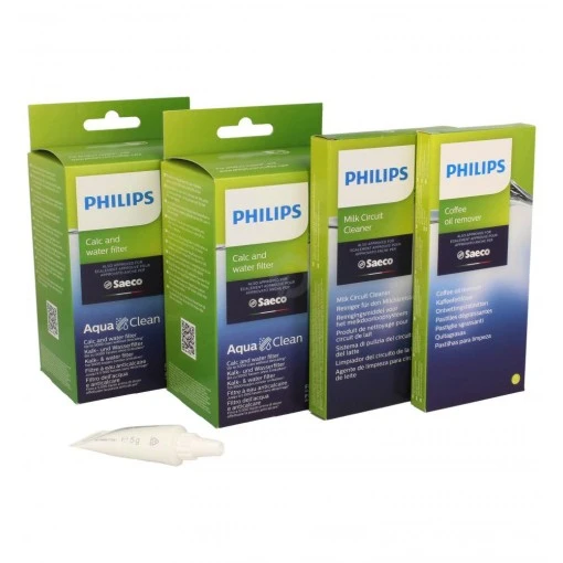 Philips Onderhoudsset voor Espressomachines - Verlengt levensduur van de machine - 2 Aquaclean filters - 6 Melkreinigers - 6 Olieverwijderaars - Meerkleurig - CA6707/10 : CDS