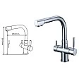 3 in 1 Kraan Paris / Brushed Nickel 3 in 1 Kraan Paris / Brushed Nickel