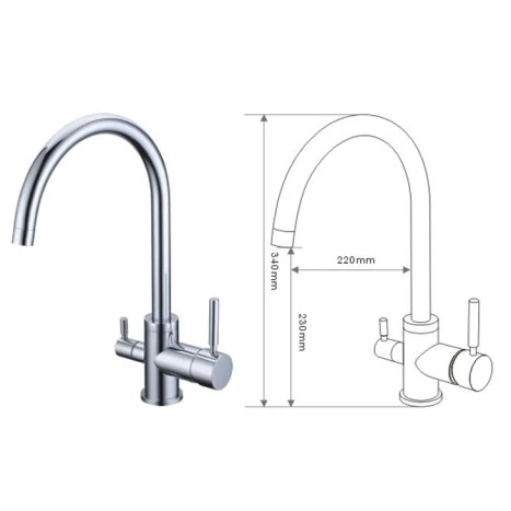 3 in 1 Kraan Venus / Chroom