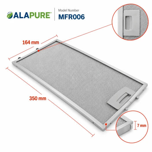 Alapure Metaalfilter geschikt voor Bosch 435204 / 00435204 350x165mm