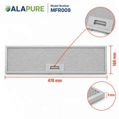 Alapure Metaalfilter geschikt voor Electrolux 4055380804 470x169x9mm
