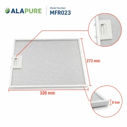Alapure Metaalfilter geschikt voor Beko 129730007 / 115657 320x273x8mm