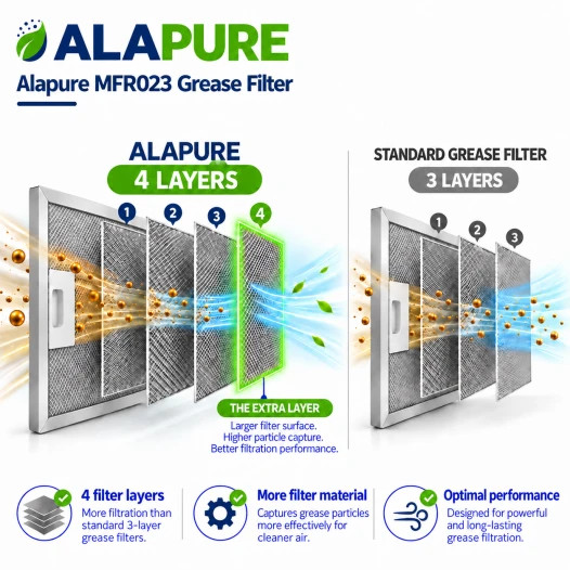Alapure Metaalfilter geschikt voor Beko 129730007 / 115657 320x273x8mm