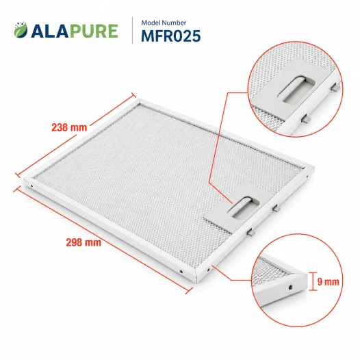 Alapure Metaalfilter geschikt voor Candy 49025738 / 91943665 298x238