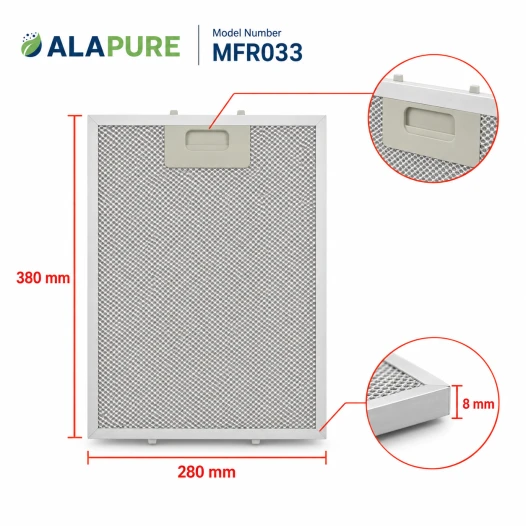 Alapure Metaalfilter geschikt voor Klarstein 10035418 280x380mm