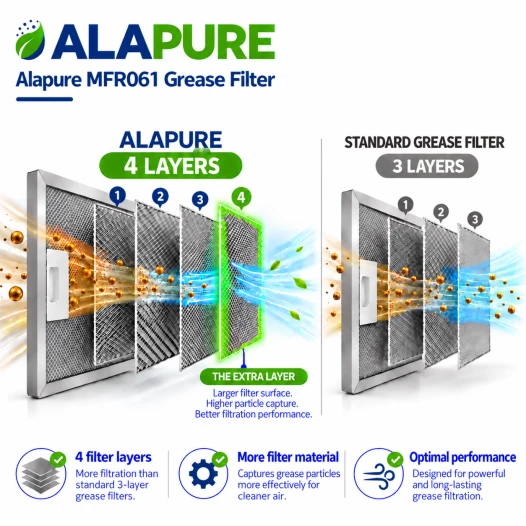 Alapure Metaalfilter geschikt voor Neff 352813 / 00352813 445x175mm