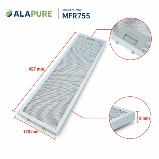 Alapure Metaalfilter geschikt voor AEG 50287156009 497x170mm