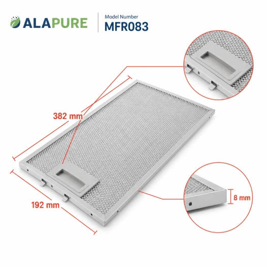 Alapure Metaalfilter geschikt voor Siemens 11022472 382x192x8mm