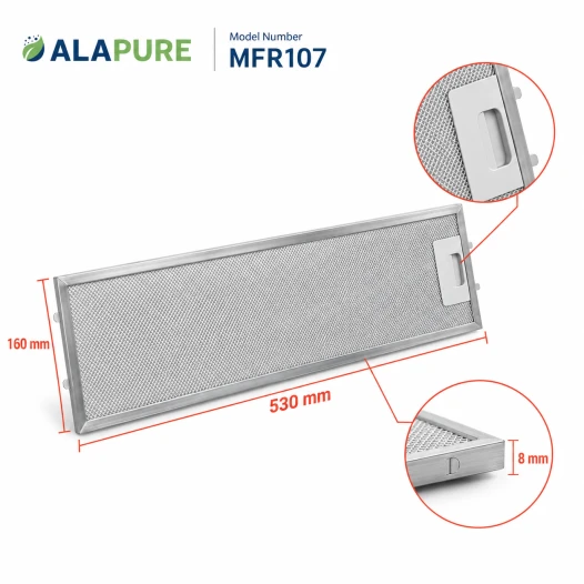 Alapure Metaalfilter geschikt voor Electrolux 50289526001 530x160x8mm
