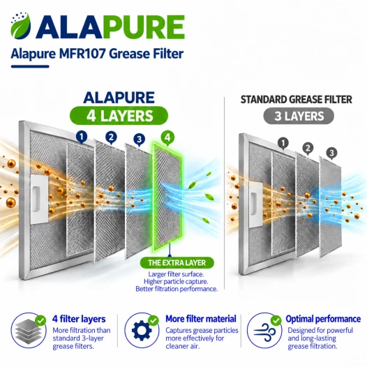 Alapure Metaalfilter geschikt voor Electrolux 50289526001 530x160x8mm