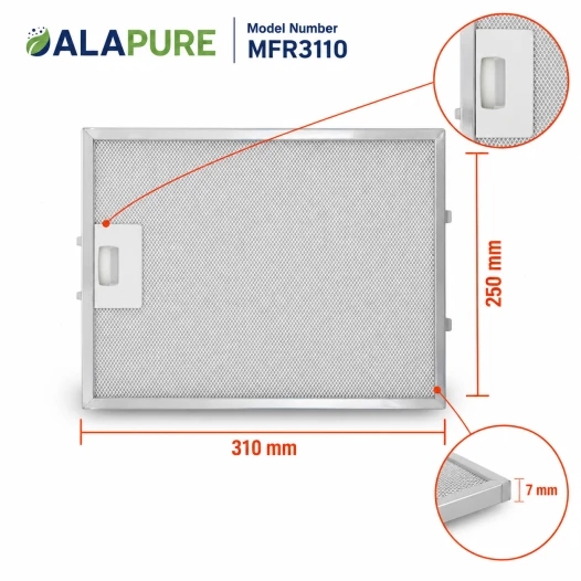 Alapure Metaalfilter geschikt voor Bosch 353110 / 00353110 310x250