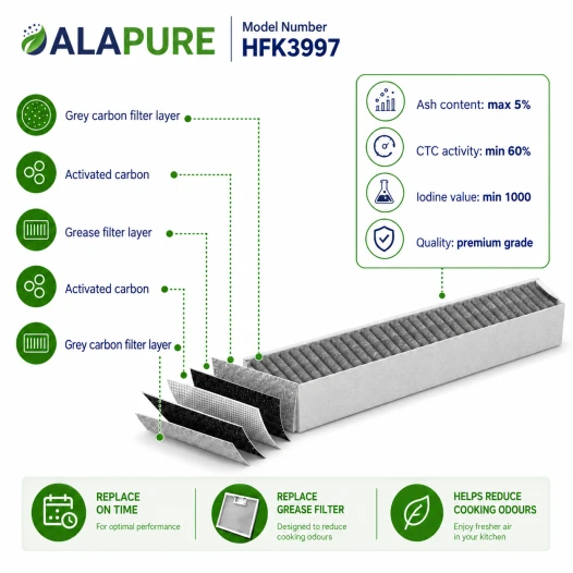 Alapure HFK3997 Geschikt voor Miele Koolstoffilter DKF30-P / 11662790