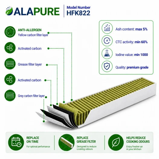 Alapure CleanAir Koolstoffilter geschikt voor Bosch 17004573 / DSZ1JC1B1