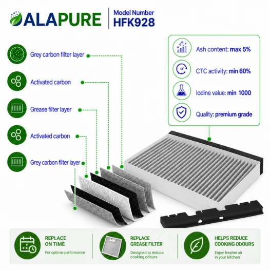 Alapure HFK928 CleanAir Koolstoffilter geschikt voor 11049702 / 11026771 / 00705432 / DZZ2CB1B4 / LZ53451