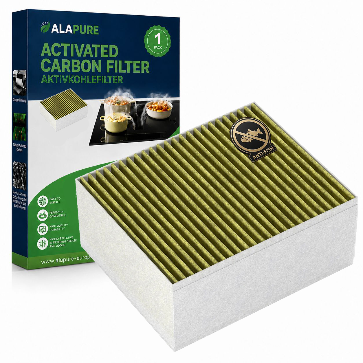 CleanAir Plus Koolstoffilter voor Bosch 11033934 met Anti-Fish