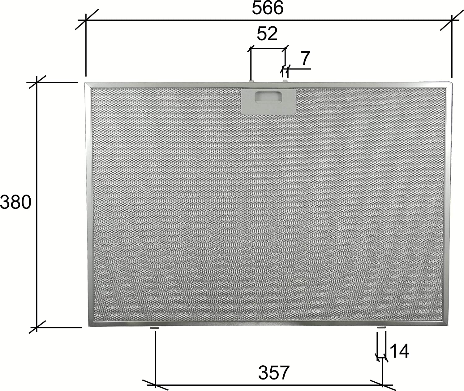 Alapure Metaalfilter geschikt voor Whirlpool 488000302744 565x380x8mm