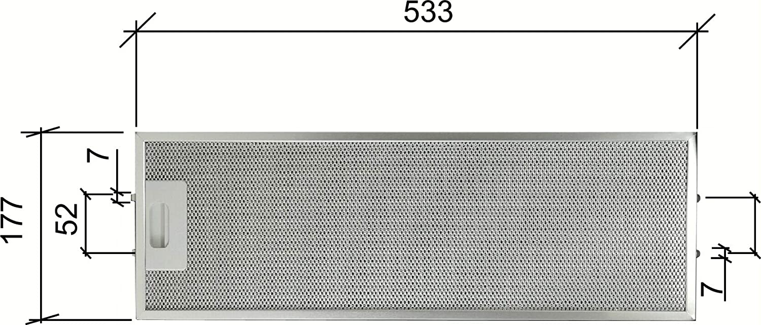 Alapure Metaalfilter geschikt voor Whirlpool 481248058305 533x177x10mm