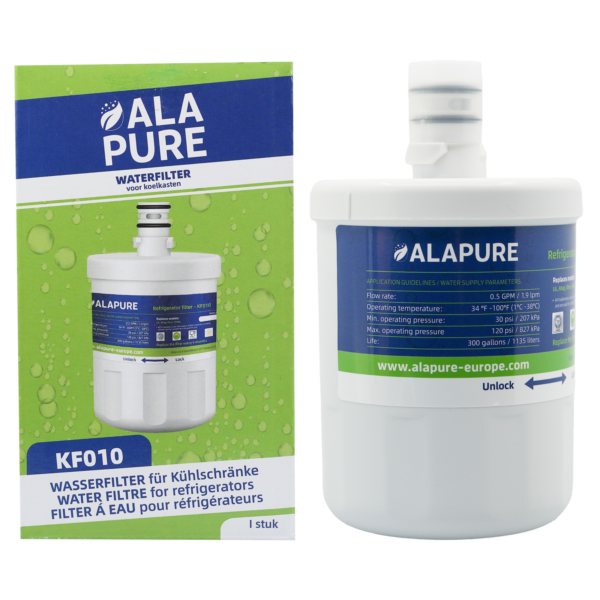 Alapure Waterfilter geschikt voor Atag Premium 5231JA2002A / LT500P / AK100V